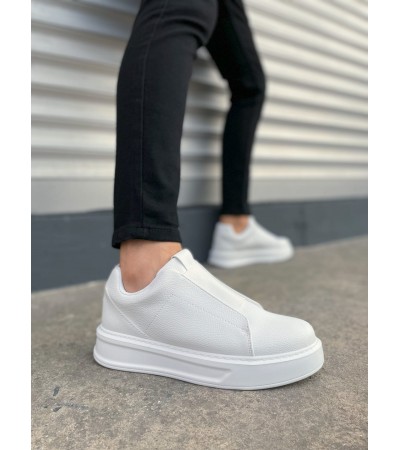 JY007 Alba Bağcıksız Cilt Erkek Günlük Sneaker Ayakkabı CBT Beyaz