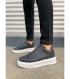 JY007 Alba Bağcıksız Cilt Erkek Günlük Sneaker Ayakkabı CBT Siyah