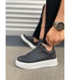 JY007 Alba Bağcıksız Cilt Erkek Günlük Sneaker Ayakkabı CBT Siyah