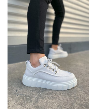 JY010 Cloud Bağcıklı Cilt Erkek Günlük Sneaker Ayakkabı CBT - Beyaz