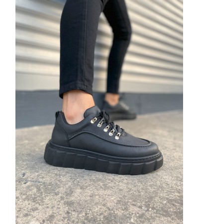 JY010 Cloud Bağcıklı Cilt Erkek Günlük Sneaker Ayakkabı CST - Siyah