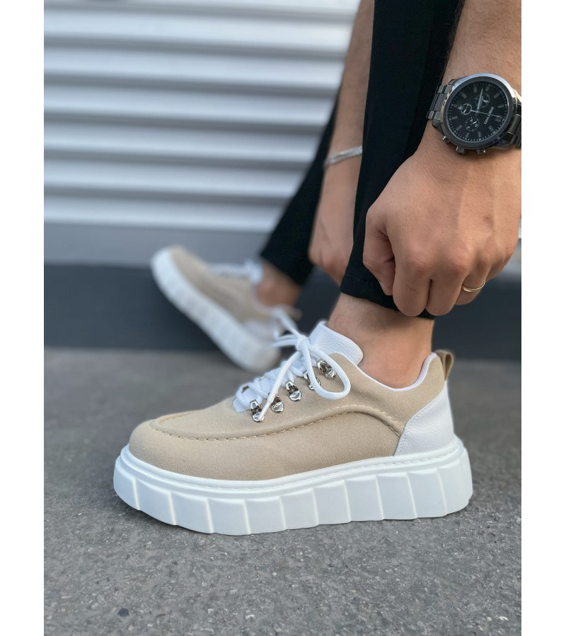 JY010 Cloud Bağcıklı Süet Erkek Günlük Sneaker Ayakkabı SBT - Krem/Beyaz JY010 Cloud Bağcıklı Süet Erkek Günlük Sneaker Ayakkabı SBT - Krem/Beyaz