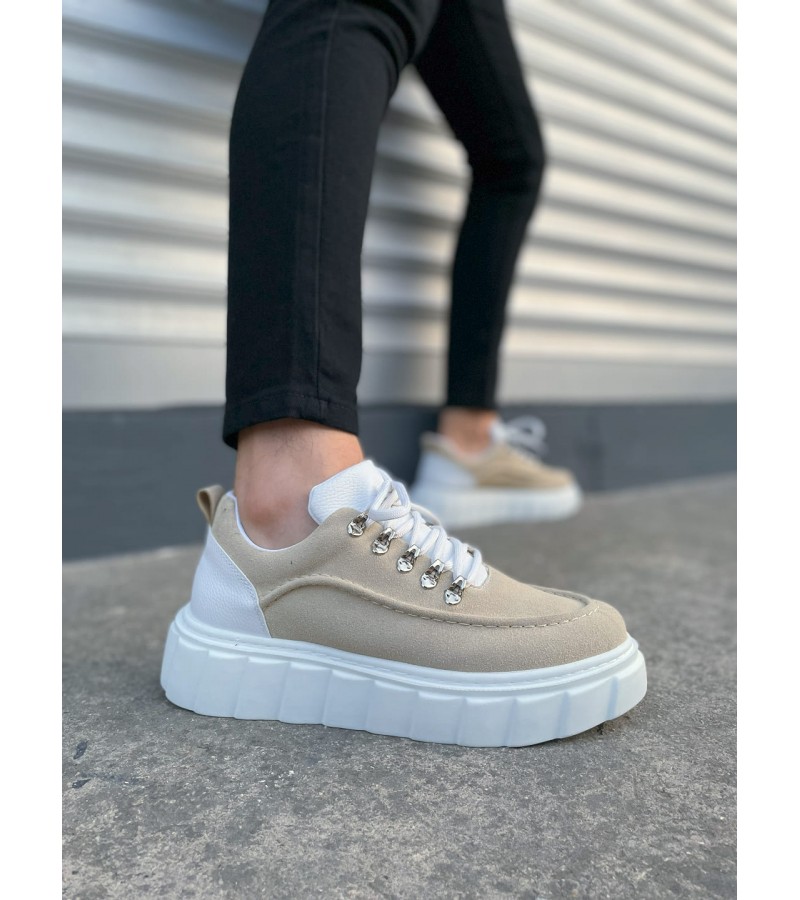JY010 Cloud Bağcıklı Süet Erkek Günlük Sneaker Ayakkabı SBT - Krem/Beyaz JY010 Cloud Bağcıklı Süet Erkek Günlük Sneaker Ayakkabı SBT - Krem/Beyaz