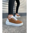JY010 Cloud Bağcıklı Süet Erkek Günlük Sneaker Ayakkabı SBT - Taba/Beyaz