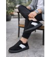 JY011 Line Erkek Günlük Bağcıklı Süet Spor Sneaker Ayakkabı SST - Siyah/Beyaz