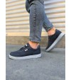 JY0118 REX Bağcıklı Keten Kumaş Erkek Günlük Sneaker Ayakkabı KGT - Füme