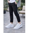 JY029 Mono Bağcıksız 3 Bantlı Lastikli Legend Cilt Erkek Günlük Sneaker Ayakkabı CBT - Beyaz