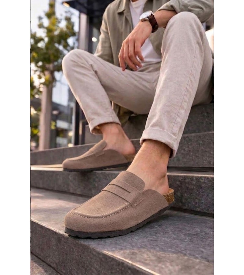 JY0456 Rayn Bağcıksız Hakiki Süet Deri Erkek Günlük Mantar Taban Loafer Klasik Ayakkabı HDMT - Bej JY0456 Rayn Bağcıksız Hakiki Süet Deri Erkek Günlük Mantar Taban Loafer Klasik Ayakkabı HDMT - Bej