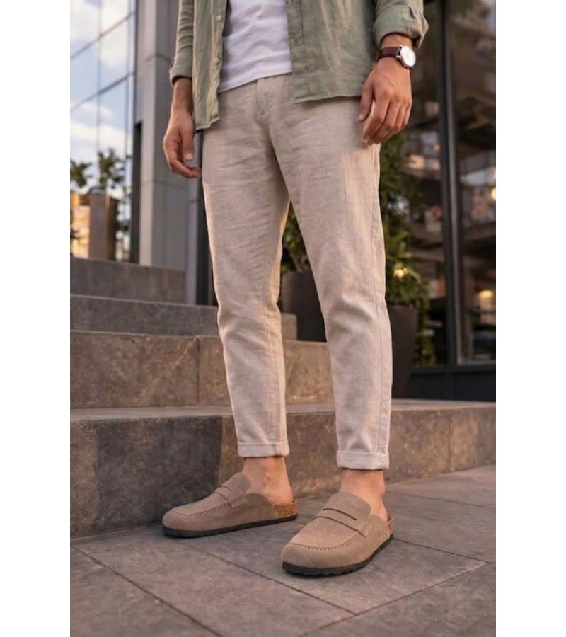 JY0456 Rayn Bağcıksız Hakiki Süet Deri Erkek Günlük Mantar Taban Loafer Klasik Ayakkabı HDMT - Bej JY0456 Rayn Bağcıksız Hakiki Süet Deri Erkek Günlük Mantar Taban Loafer Klasik Ayakkabı HDMT - Bej