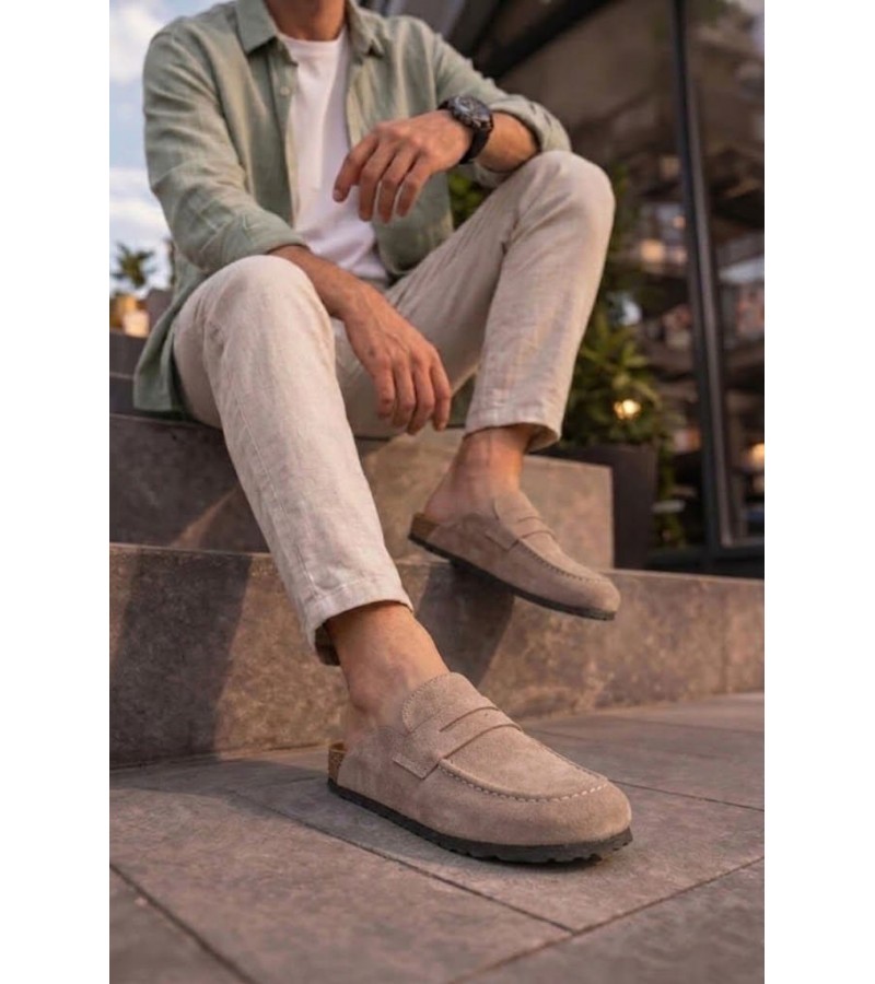 JY0456 Rayn Bağcıksız Hakiki Süet Deri Erkek Günlük Mantar Taban Loafer Klasik Ayakkabı HDMT - Bej JY0456 Rayn Bağcıksız Hakiki Süet Deri Erkek Günlük Mantar Taban Loafer Klasik Ayakkabı HDMT - Bej