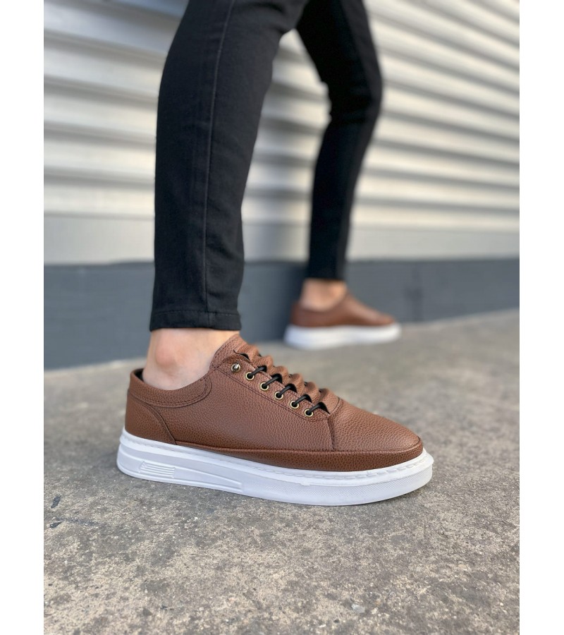 JY0535 Prime Bağcıklı Cilt Erkek Günlük Sneaker Ayakkabı CBT - Taba