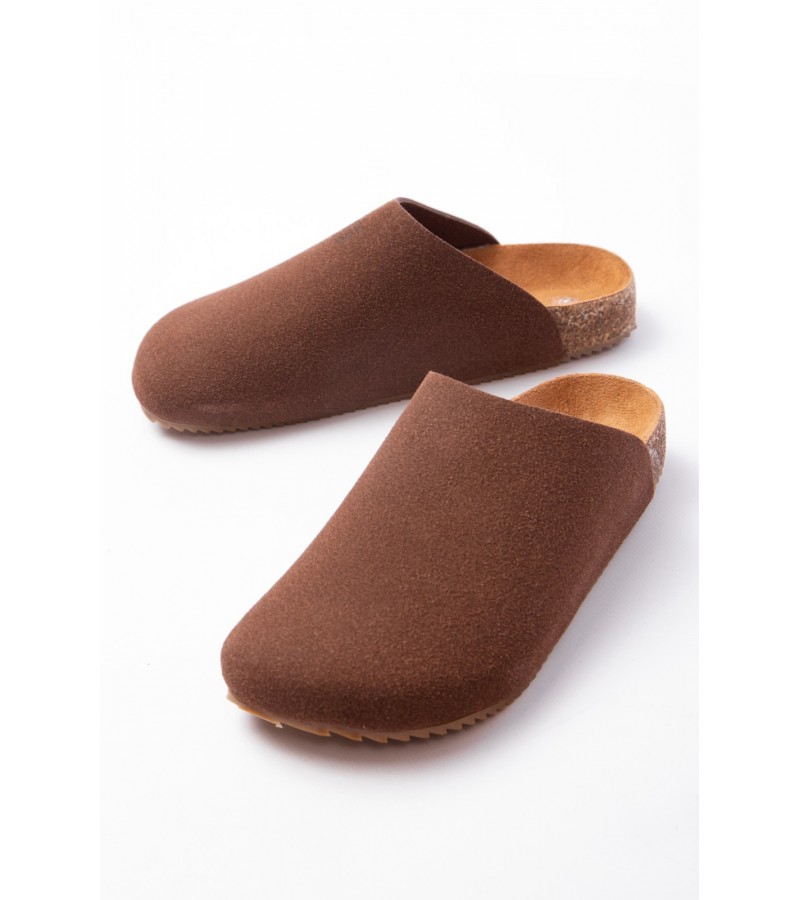 JY0556 Ravn Bağcıksız Hakiki Süet Deri Erkek Günlük Mantar Taban Loafer Klasik Ayakkabı HDMT - Kahve