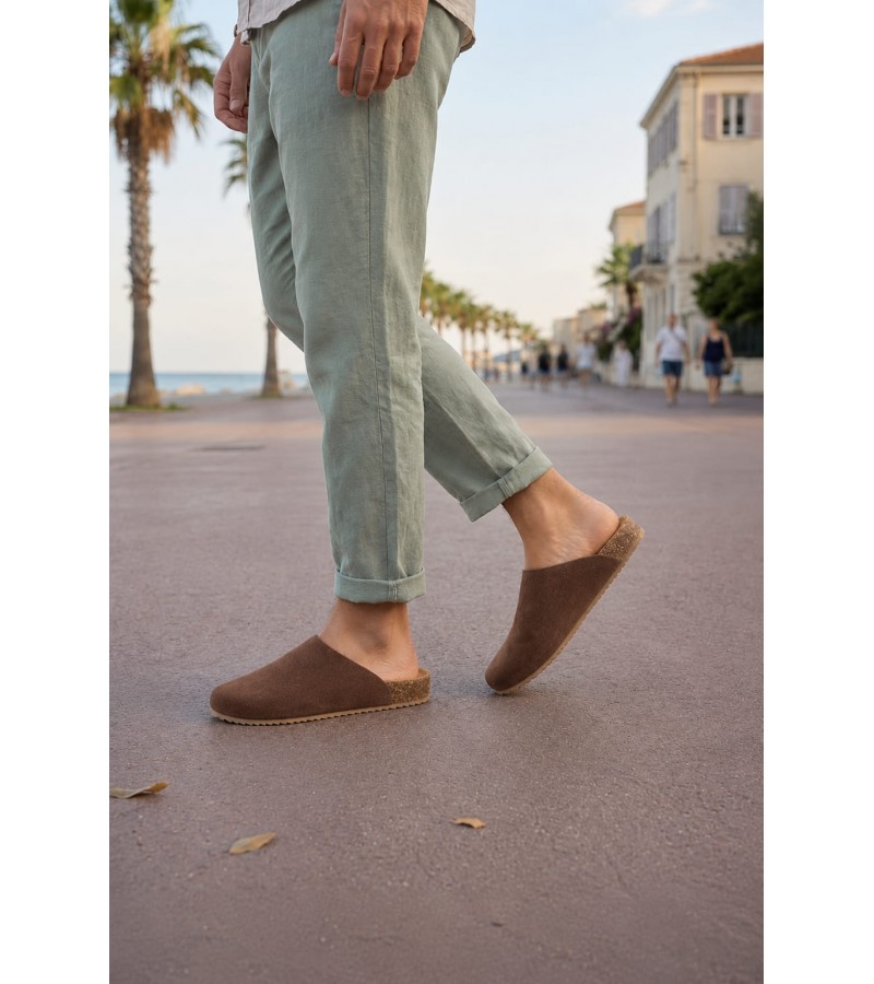 JY0556 Ravn Bağcıksız Hakiki Süet Deri Erkek Günlük Mantar Taban Loafer Klasik Ayakkabı HDMT - Kahve
