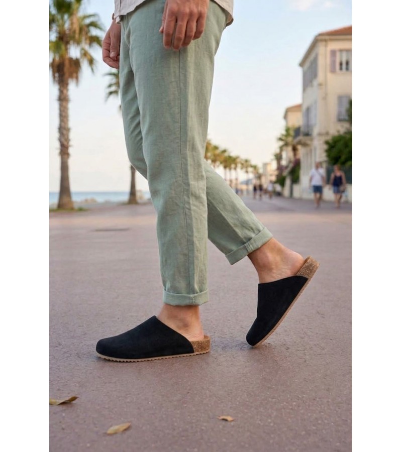JY0556 Ravn Bağcıksız Hakiki Süet Deri Erkek Günlük Mantar Taban Loafer Klasik Ayakkabı HDMT - Siyah JY0556 Ravn Bağcıksız Hakiki Süet Deri Erkek Günlük Mantar Taban Loafer Klasik Ayakkabı HDMT - Siyah