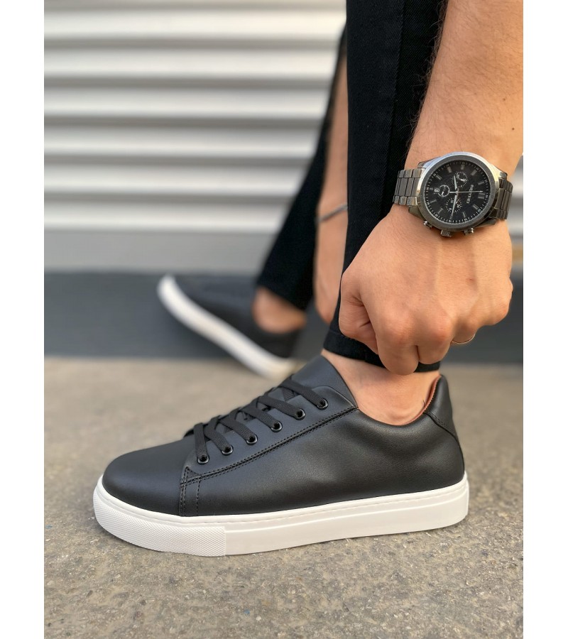 JY122 Mode Bağcıklı Cilt Erkek Günlük Sneaker Ayakkabı CBT - Siyah JY122 Mode Bağcıklı Cilt Erkek Günlük Sneaker Ayakkabı CBT - Siyah