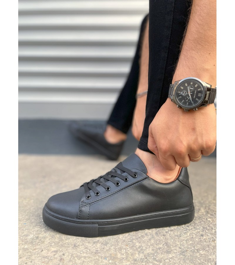 JY122 Mode Bağcıklı Cilt Erkek Günlük Sneaker Ayakkabı CST - Siyah JY122 Mode Bağcıklı Cilt Erkek Günlük Sneaker Ayakkabı CST - Siyah