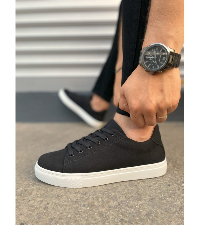 JY122 Mode Bağcıklı Süet Erkek Günlük Sneaker Ayakkabı SBT - Siyah JY122 Mode Bağcıklı Süet Erkek Günlük Sneaker Ayakkabı SBT - Siyah