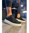 JY144 Volt Bağcıklı Süet Erkek Günlük Sneaker Yüksek Taban Ayakkabı SBT Siyah