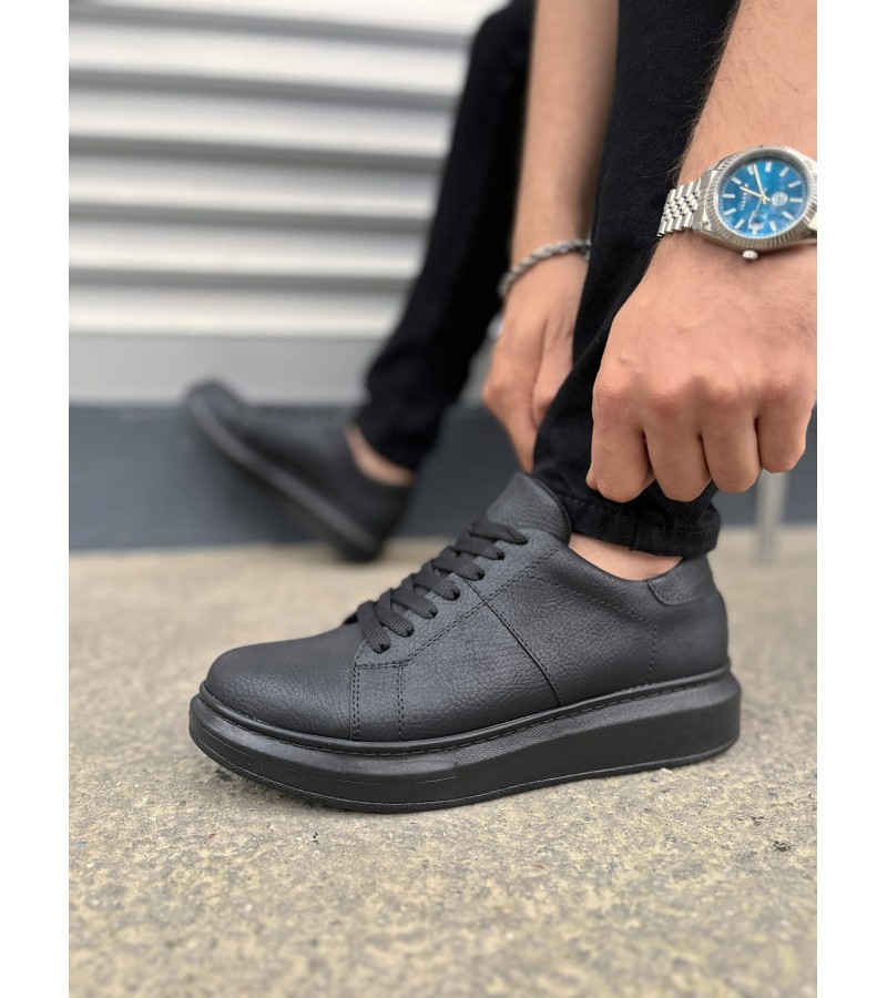 JY151 Boost Bağcıklı Cilt Erkek Günlük Sneaker Ayakkabı CST - Siyah JY151 Boost Bağcıklı Cilt Erkek Günlük Sneaker Ayakkabı CST - Siyah