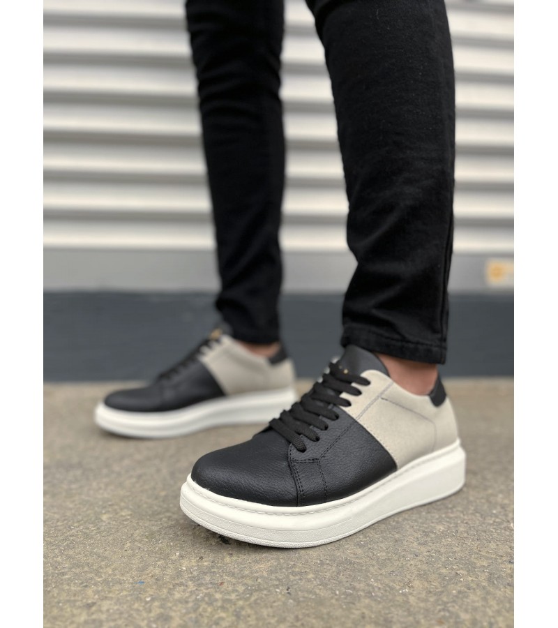 JY151 Boost Bağcıklı Cilt Süet Erkek Günlük Sneaker Ayakkabı CSBT - Siyah/Gri