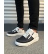 JY155 Warrior Bağcıklı ve Fermuarlı Cilt Erkek Günlük Sneaker Ayakkabı CBT - Beyaz/Siyah