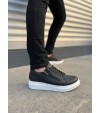 JY155 Warrior Bağcıklı ve Fermuarlı Cilt Erkek Günlük Sneaker Ayakkabı CBT - Siyah