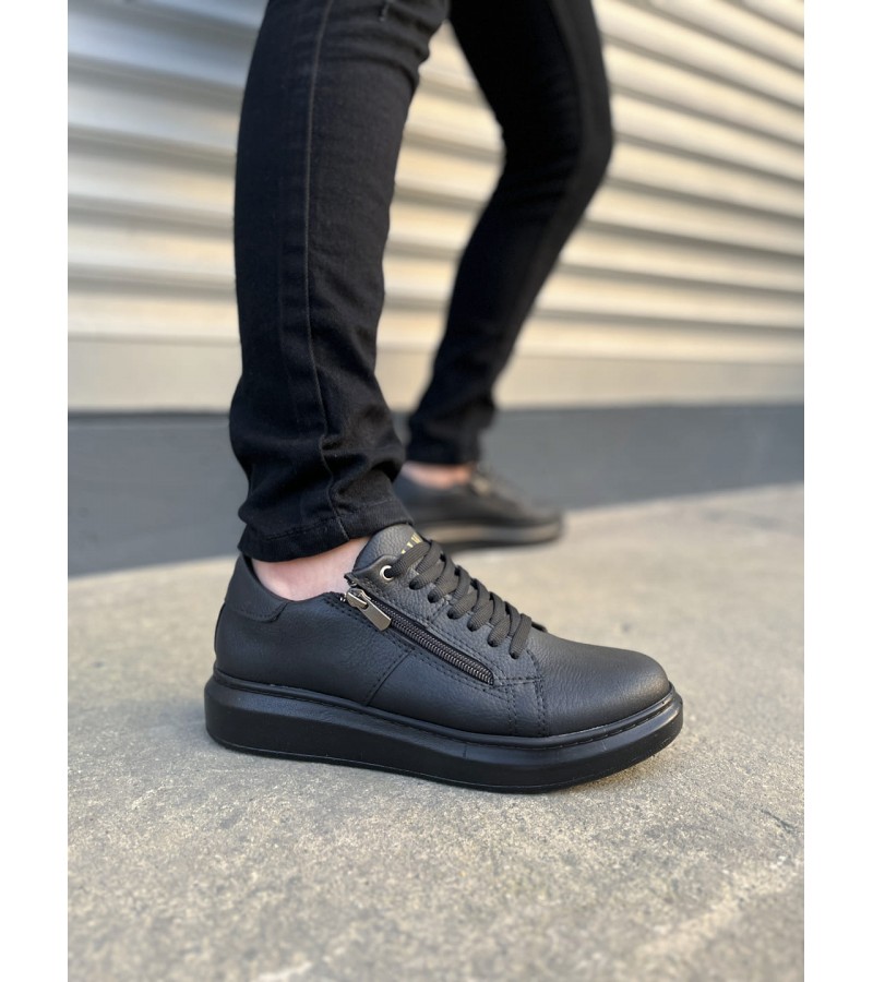 JY155 Warrior Bağcıklı ve Fermuarlı Cilt Erkek Günlük Sneaker Ayakkabı CST - Siyah JY155 Warrior Bağcıklı ve Fermuarlı Cilt Erkek Günlük Sneaker Ayakkabı CST - Siyah