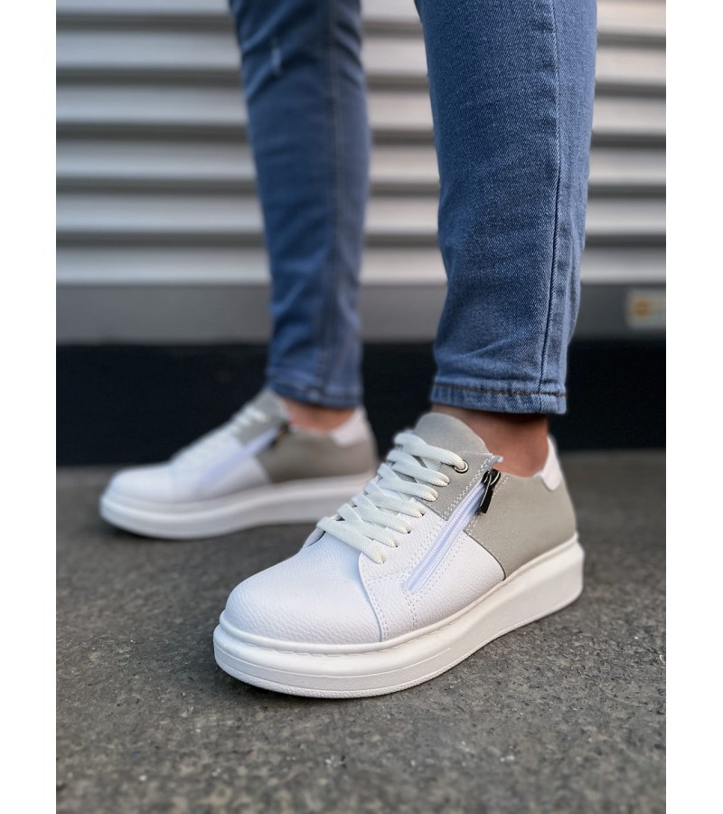 JY155 Warrior Bağcıklı ve Fermuarlı Cilt Süet Erkek Günlük Sneaker Ayakkabı CSBT - Beyaz/Gri JY155 Warrior Bağcıklı ve Fermuarlı Cilt Süet Erkek Günlük Sneaker Ayakkabı CSBT - Beyaz/Gri