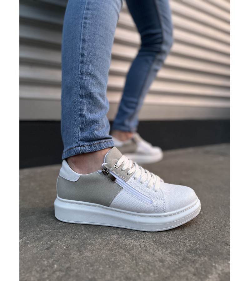 JY155 Warrior Bağcıklı ve Fermuarlı Cilt Süet Erkek Günlük Sneaker Ayakkabı CSBT - Beyaz/Gri JY155 Warrior Bağcıklı ve Fermuarlı Cilt Süet Erkek Günlük Sneaker Ayakkabı CSBT - Beyaz/Gri