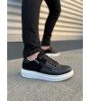 JY155 Warrior Bağcıklı ve Fermuarlı Cilt Süet Erkek Günlük Sneaker Ayakkabı CSBT - Siyah