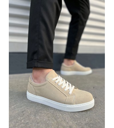 JY165 Elite Bağcıklı Süet Erkek Günlük Sneaker Ayakkabı SBT - Krem