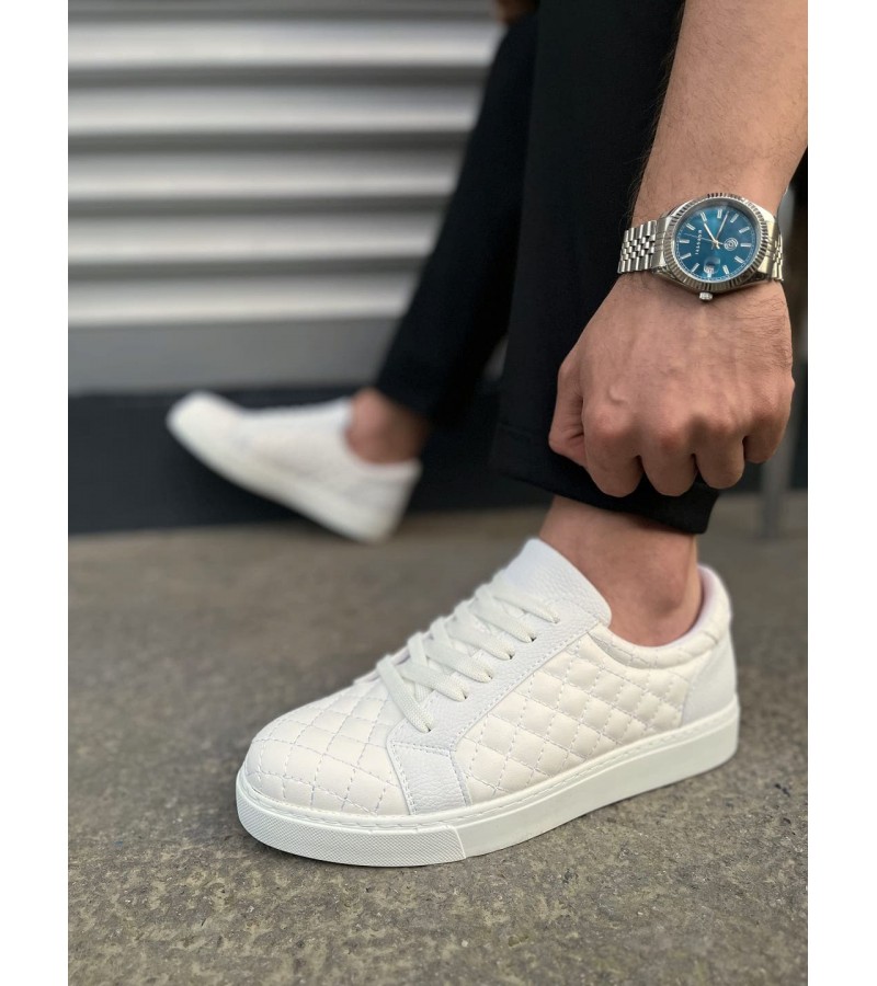 JY166 Prestige Bağcıklı Cilt Kapitone Desenli Erkek Günlük Sneaker Ayakkabı CBT - Beyaz JY166 Prestige Bağcıklı Cilt Kapitone Desenli Erkek Günlük Sneaker Ayakkabı CBT - Beyaz