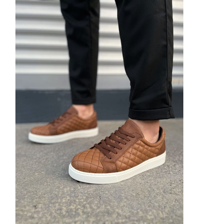 JY166 Prestige Bağcıklı Cilt Kapitone Desenli Erkek Günlük Sneaker Ayakkabı CBT - Taba JY166 Prestige Bağcıklı Cilt Kapitone Desenli Erkek Günlük Sneaker Ayakkabı CBT - Taba