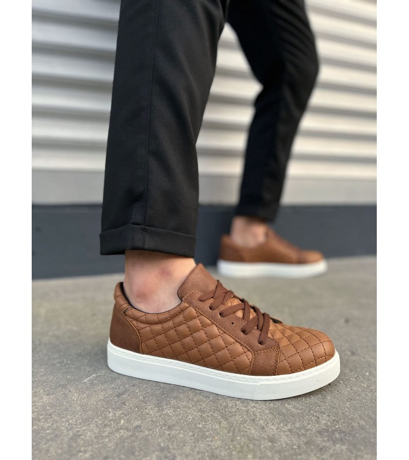 JY166 Prestige Bağcıklı Cilt Kapitone Desenli Erkek Günlük Sneaker Ayakkabı CBT - Taba JY166 Prestige Bağcıklı Cilt Kapitone Desenli Erkek Günlük Sneaker Ayakkabı CBT - Taba