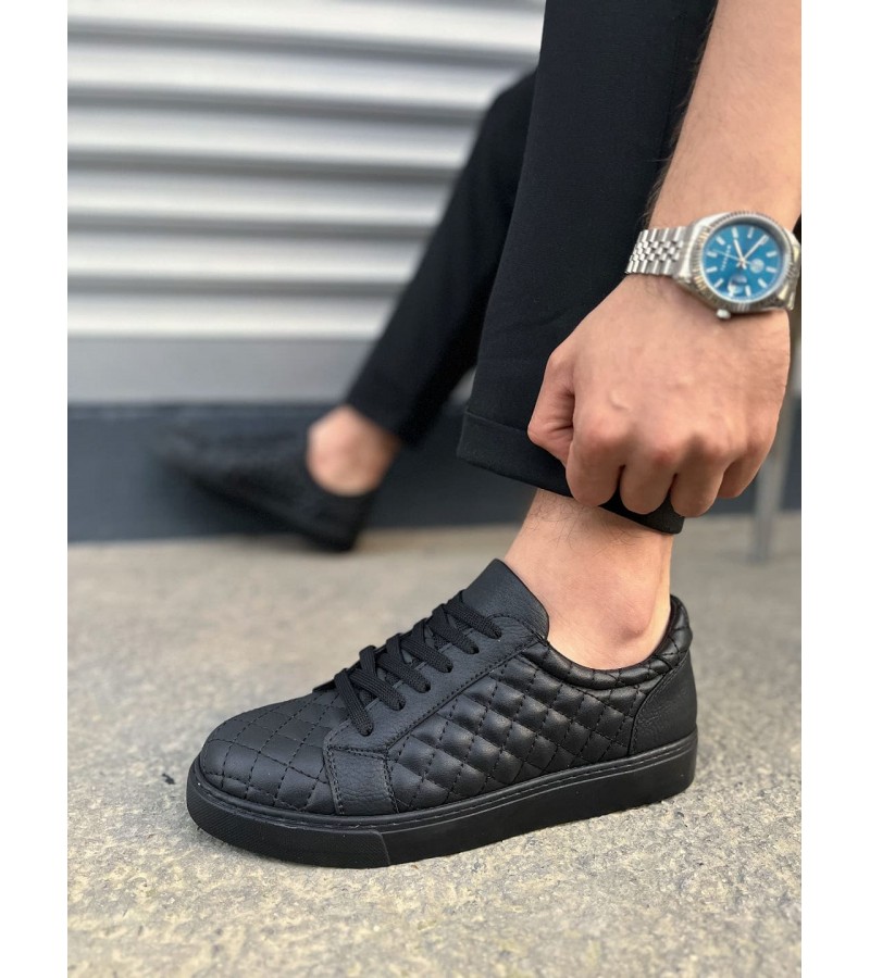 JY166 Prestige Bağcıklı Cilt Kapitone Desenli Erkek Günlük Sneaker Ayakkabı CST - Siyah JY166 Prestige Bağcıklı Cilt Kapitone Desenli Erkek Günlük Sneaker Ayakkabı CST - Siyah