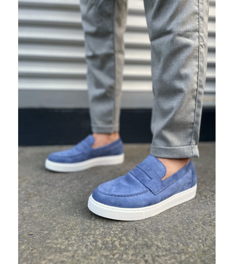JY180 Estilo X Bağcıksız Süet Erkek Günlük Spor Klasik Ayakkabı SBT - Mavi