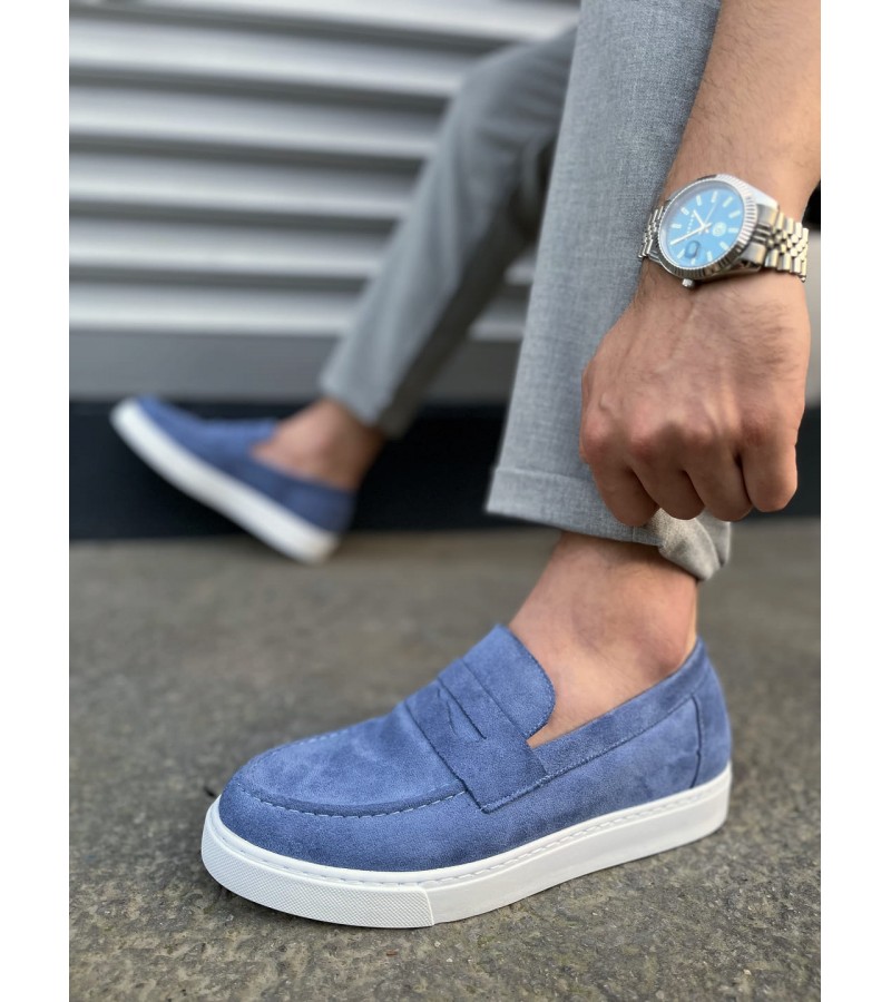 JY180 Estilo X Bağcıksız Süet Erkek Günlük Spor Klasik Ayakkabı SBT - Mavi