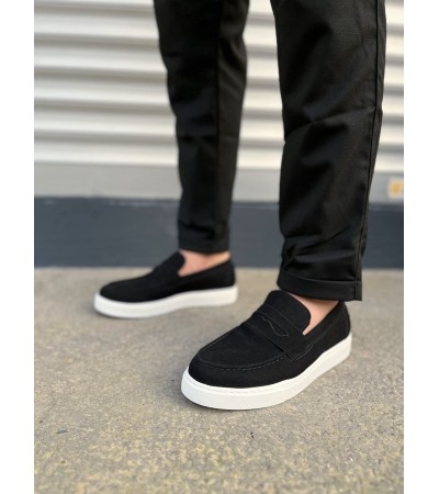 JY180 Estilo X Bağcıksız Süet Erkek Günlük Spor Klasik Ayakkabı SBT - Siyah