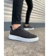 JY204 Flex Bağcıklı Keten Kumaş Erkek Günlük Sneaker Ayakkabı KBT - Siyah