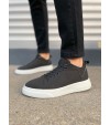 JY204 Flex Bağcıklı Keten Kumaş Erkek Günlük Sneaker Ayakkabı KBT - Siyah