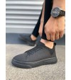 JY204 Flex Bağcıklı Keten Kumaş Erkek Günlük Sneaker Ayakkabı KST - Siyah
