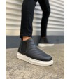 JY205 Boston Bağcıksız Ortopedik Taban Cilt Erkek Spor Bot CBT - Siyah