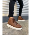 JY206 Ottawa Bağcıklı Ortopedik Taban Cilt Erkek Spor Bot CBT - Taba