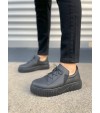 JY502 Bold Bağcıklı Cilt Erkek Günlük Sneaker Ayakkabı CST - Siyah