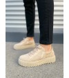 JY502 Bold Bağcıklı Süet Erkek Günlük Sneaker Ayakkabı SKT - Krem