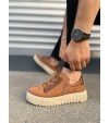 JY502 Bold Bağcıklı Süet Erkek Günlük Sneaker Ayakkabı SKT - Taba