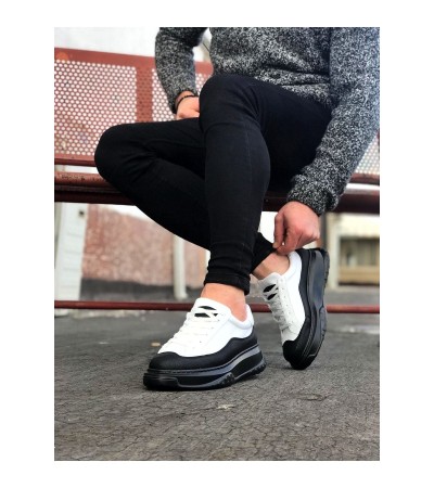 JY507 Alone Bağcıklı Cilt Erkek Günlük Sneaker Ayakkabı CST Beyaz/Siyah