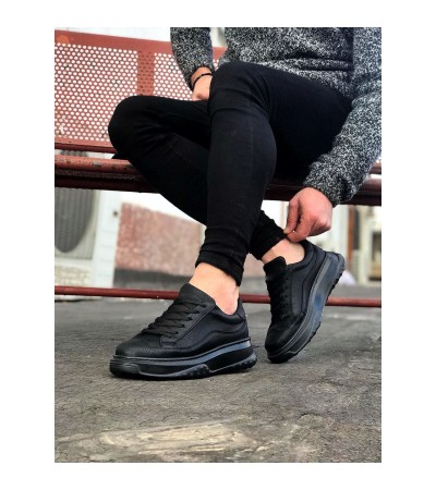 JY507 Alone Bağcıklı Cilt Erkek Günlük Sneaker Ayakkabı CST Siyah