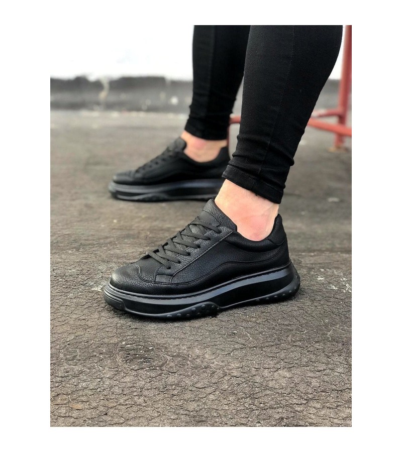 JY507 Alone Bağcıklı Cilt Erkek Günlük Sneaker Ayakkabı CST Siyah