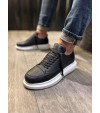 JY914 Drake Bağcıklı Cilt Erkek Günlük Sneaker Ayakkabı CBT Siyah